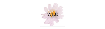 A pastel-colored flower with the letters "WLC" centered on it.