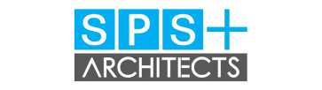 Blue and white "SPS+" logo with the text "ARCHITECTS" beneath in a gray rectangle.